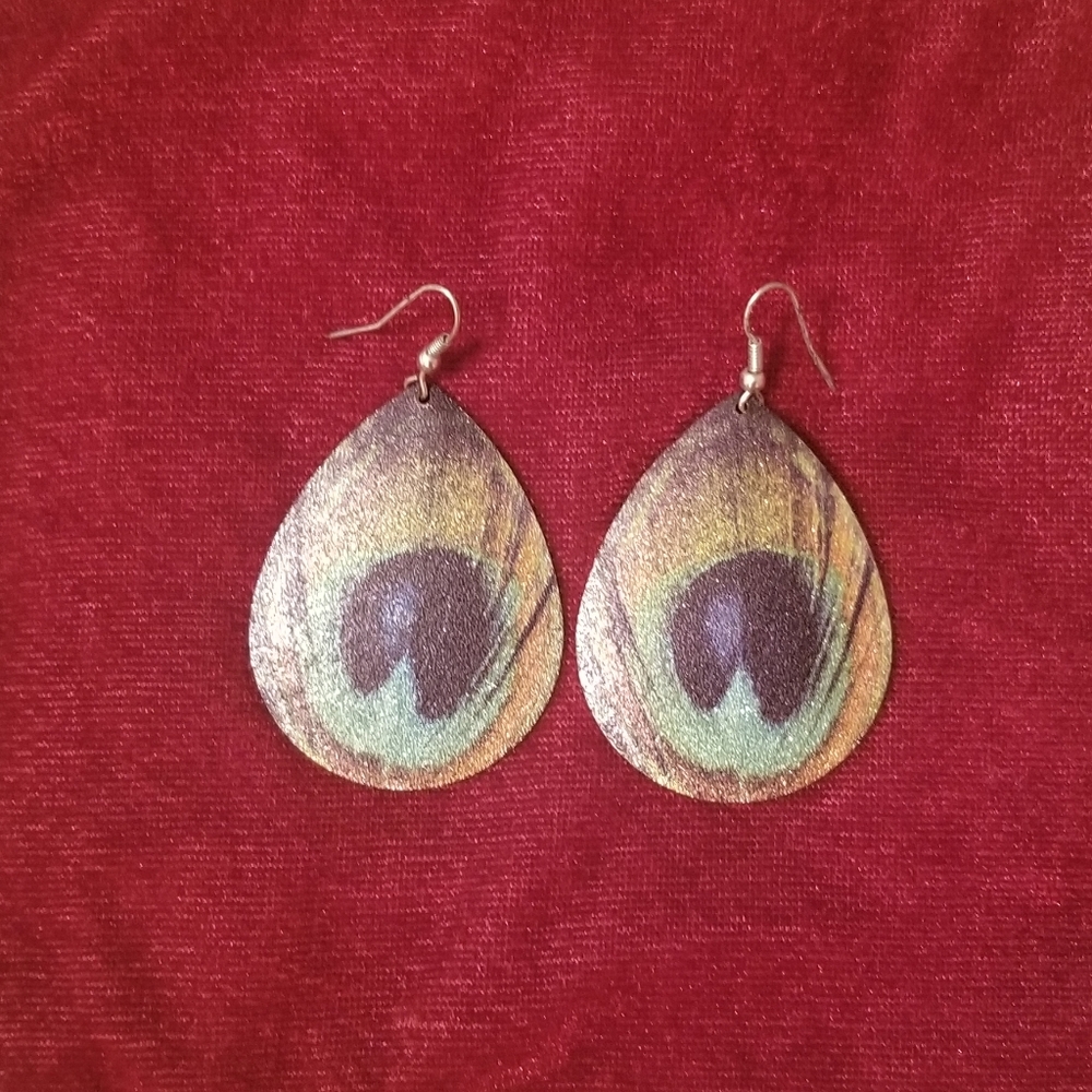 Peacock Metallic Teardrop Earrings